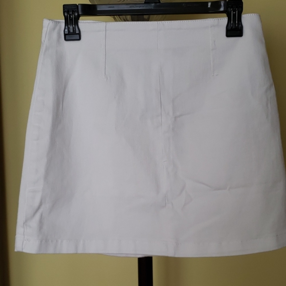 White denim mini skirt